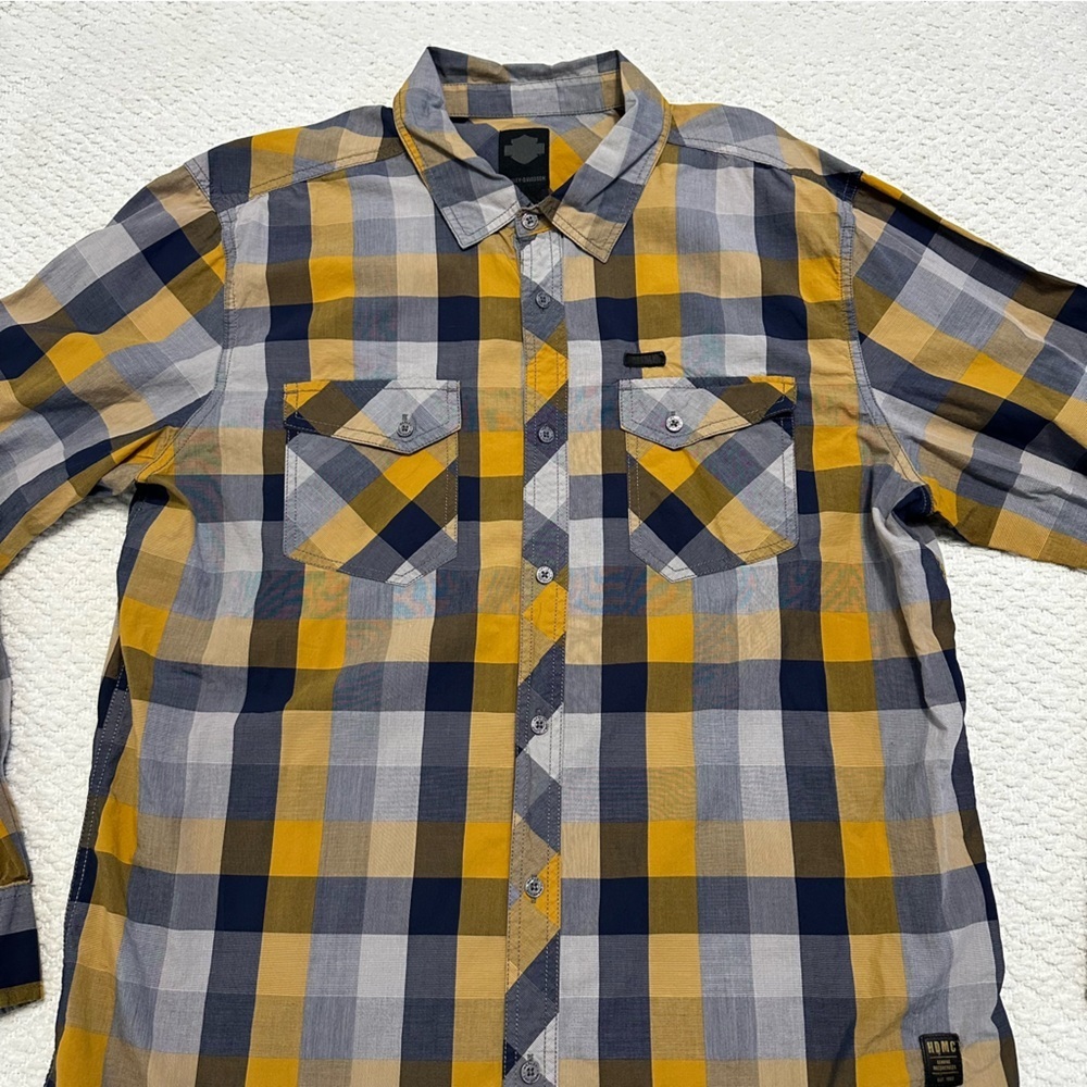 Harley-Davidson Black Label Lightweight Long Sleeve Plaid Shirt Men’s Size XL